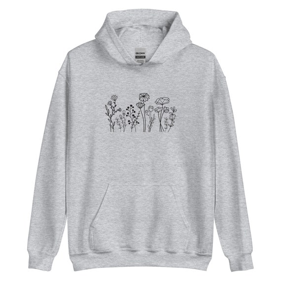 Wildflowers Embroidered Hoodie Flower Hoodie Floral Hoodie