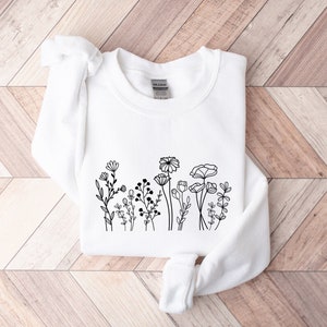 Wildflowers Embroidered Crewneck Flower Sweatshirt Floral - Etsy