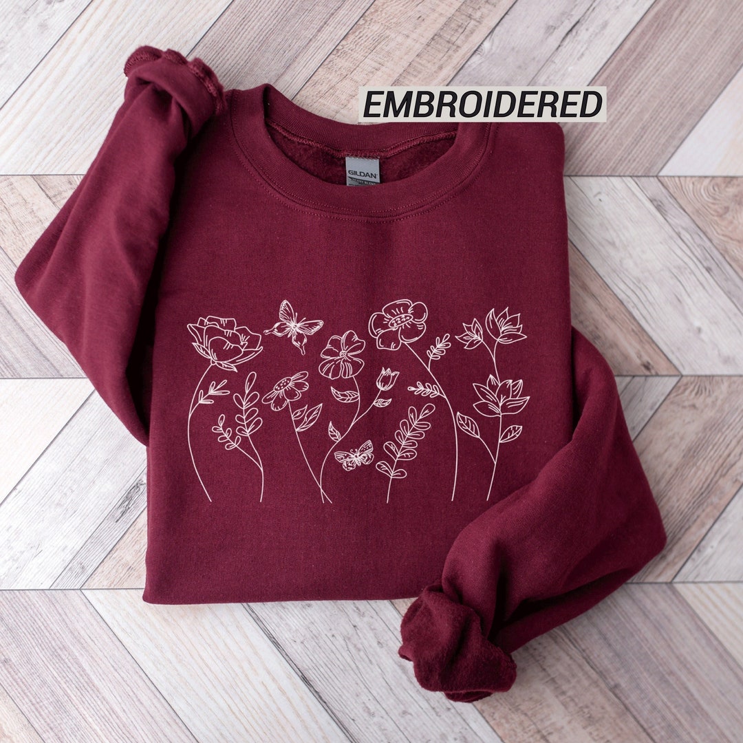 Red Flower Paisley Pattern Print Women Crewneck Sweatshirt
