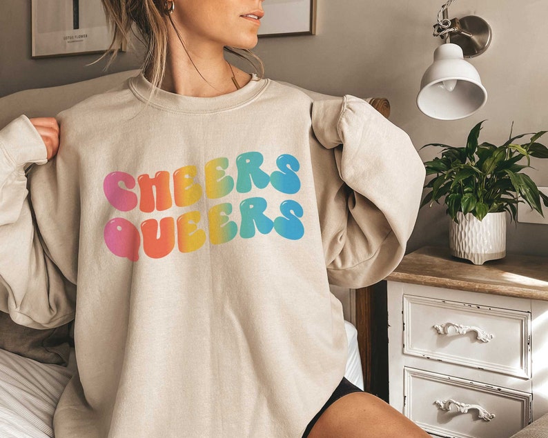 Queer Sweatshirt LGBTQ Sweatshirt Gay Sweatshirt Human Rights Sweatshirt Pride Month Sweatshirt Equality Sweatshirt Cute Pride Sweater image 2