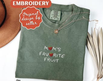 Broderad mammas favoritfruktskjorta Fruktig t-shirt Lesbisk skjorta Queer T-shirt Pride Month Subtil HBTQ Gay Rights-topp