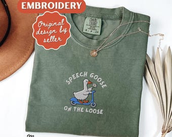 Speech Goose Embroidered Shirt, SLP Communication Specialist Gift