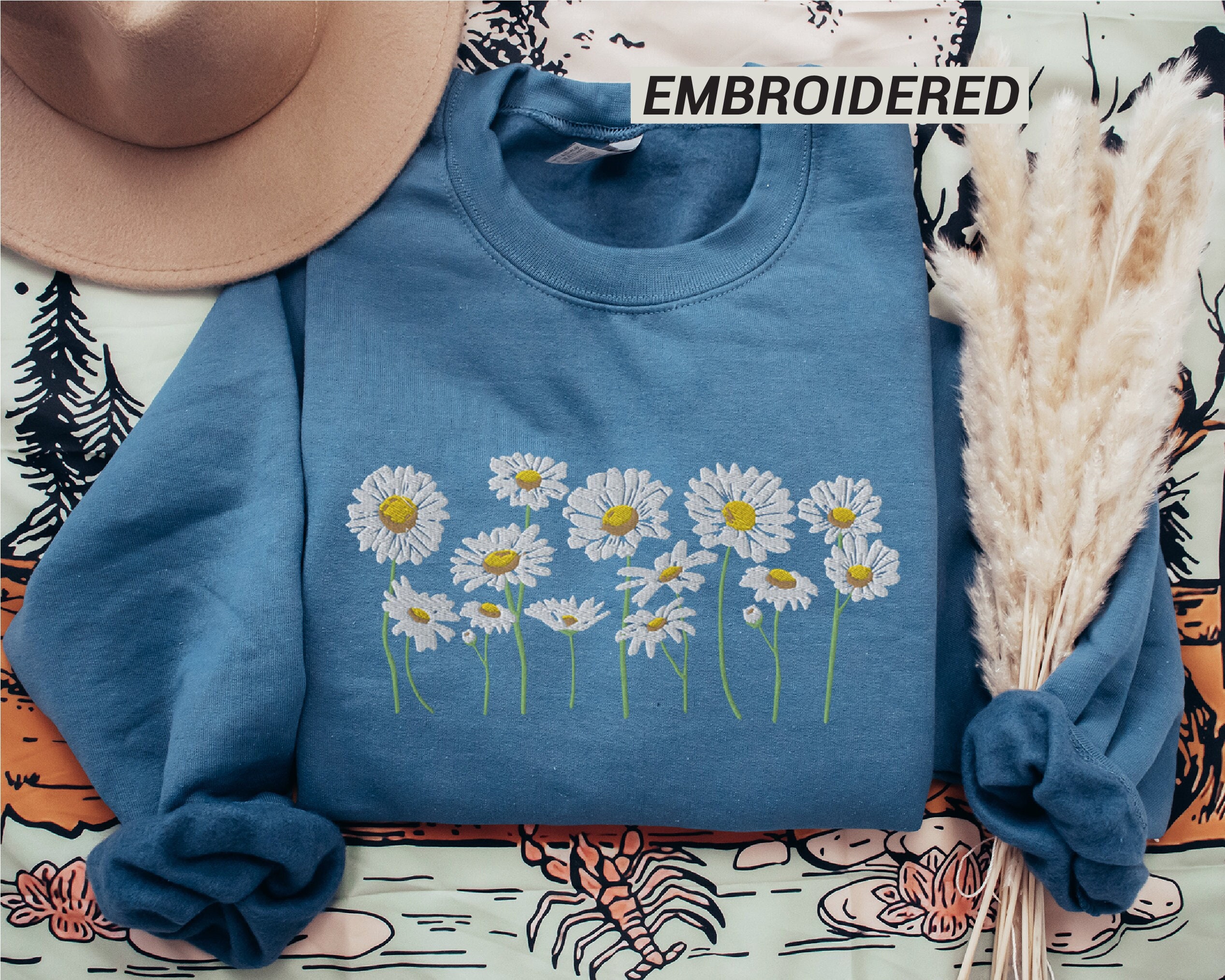 Tops, Euc Jacquard Black Crewneck Sweatshirt Embroidered Flowers Size Xxs