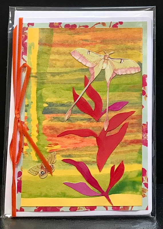 Handmade card - blank inside - Chinese Moon Moth