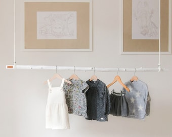 Custom Hanging Branch Clothing Rack: Rustic Wardrobe Organizer