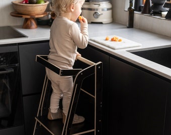 FOLDING Adjustable Height Helper Tower - Fast FedEX Shipping - Foldable Kitchen Tower - Montessori Tower -  Learning Stool  - Learning