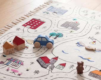 Kids Rug: Road Map Carpet for Playroom