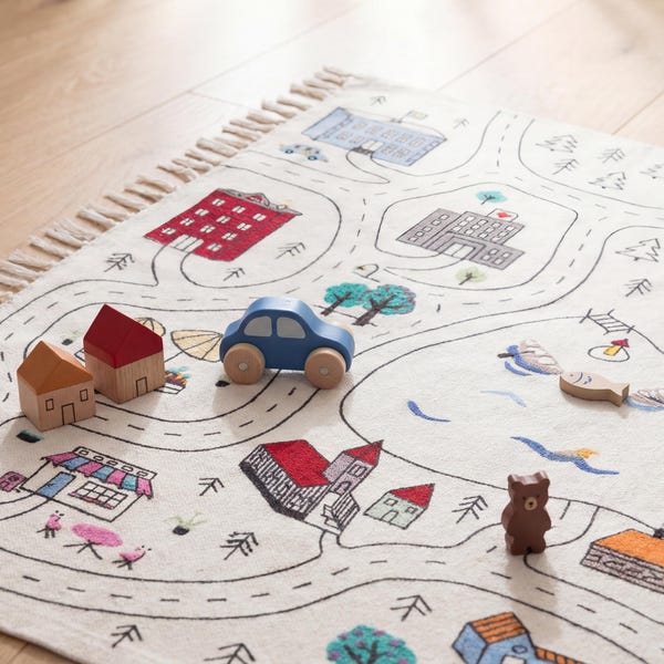 Kids Rug: Road Map Carpet for Playroom