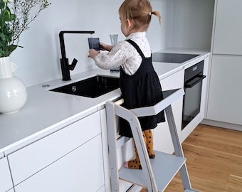 Adjustable Height Helper Tower , Learning Stool, Montessori tower, Foldable kitchen tower, Kitchen stool, Step stool, Montessori furniture