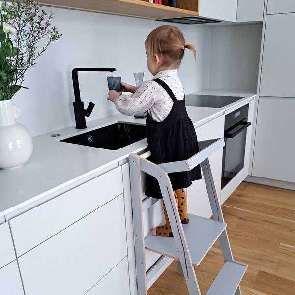 Adjustable Height Helper Tower , Learning Stool, Montessori tower, Foldable kitchen tower, Kitchen stool, Step stool, Montessori furniture