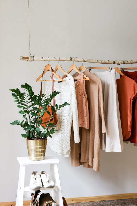 Made to order Custom Hanging Branch Clothing Rack Personalized Wardrobe Organizer Garment Display unique Closet Storage Rustic Home Decor Etsy