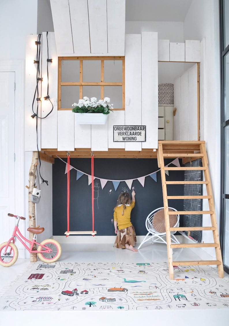 Organic Large Montessori Playroom Rug, Boys Mat, Non Toxic Baby Nursery