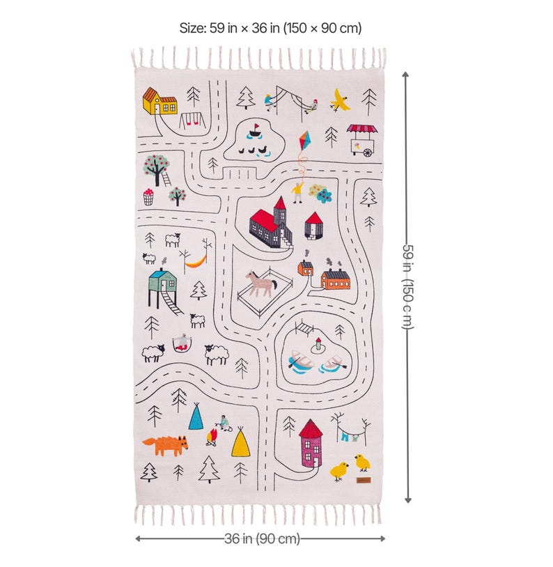 Babykamerkleed van biologisch katoen: bosroute voor babykamer 150x90cm (59''x35'')