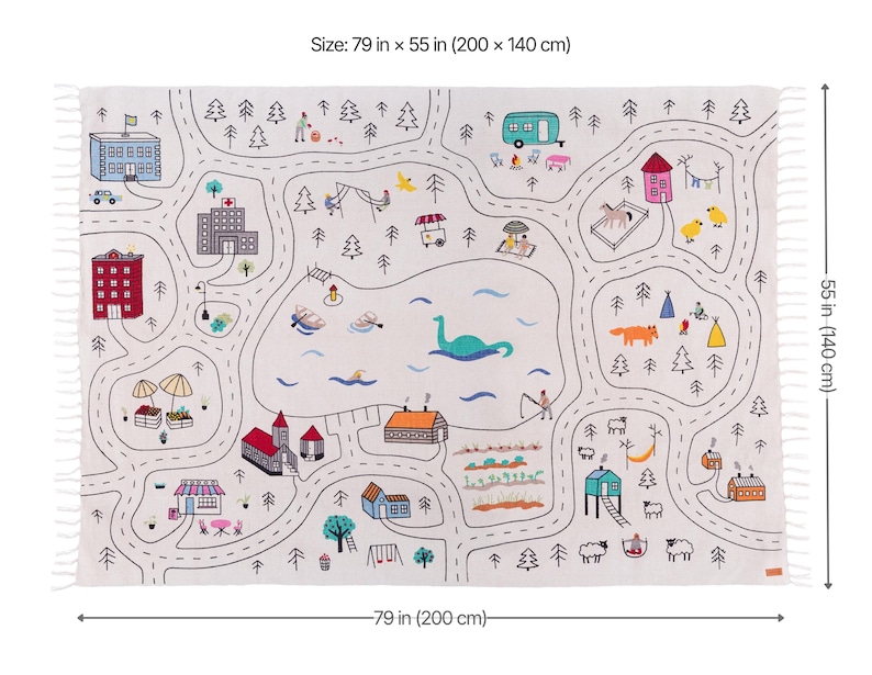 Babykamerkleed van biologisch katoen: bosroute voor babykamer 200x140cm(79''x55'')