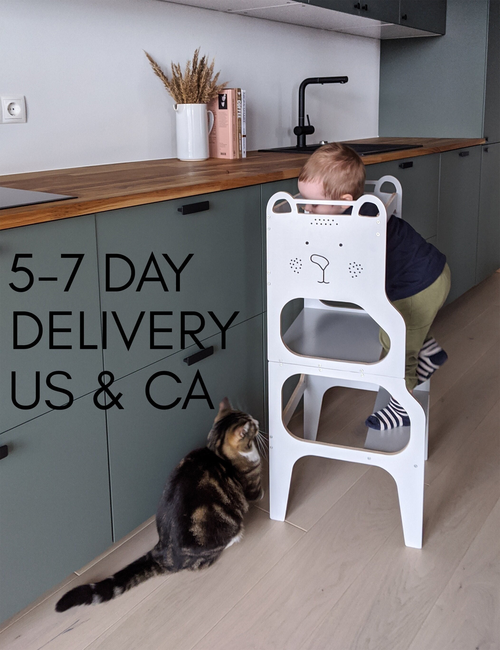 Tour d'assistance, Expédition Fedex Rapide, Tabouret d'étape de Cuisine Pour Tout-Petits, d'apprenti