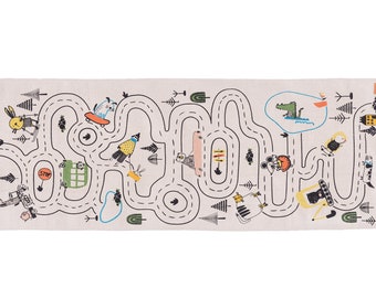 Organic Cotton Playroom Rug: Handwoven City Road Map