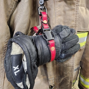 Firefighter Leather Adjustable glove strap - HAND DYED COLORS