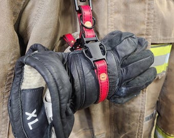 Firefighter Leather Adjustable glove strap - HAND DYED COLORS