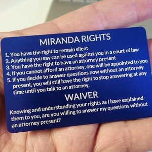 Miranda Rights Metal Card - Etsy