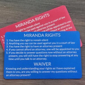 Miranda Rights Metal Card - Etsy
