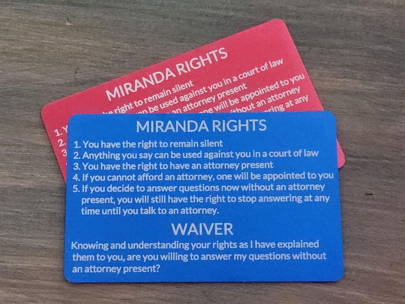 Miranda Rights Metal Card - Etsy