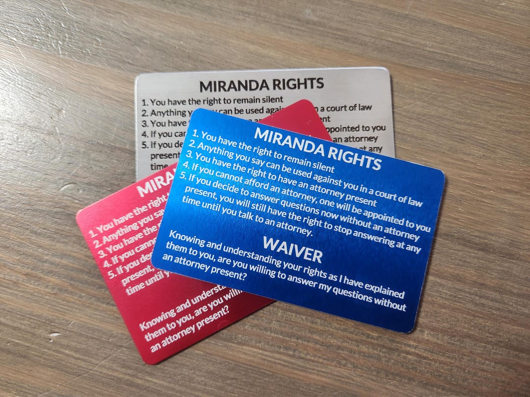 Miranda Rights Metal Card - Etsy