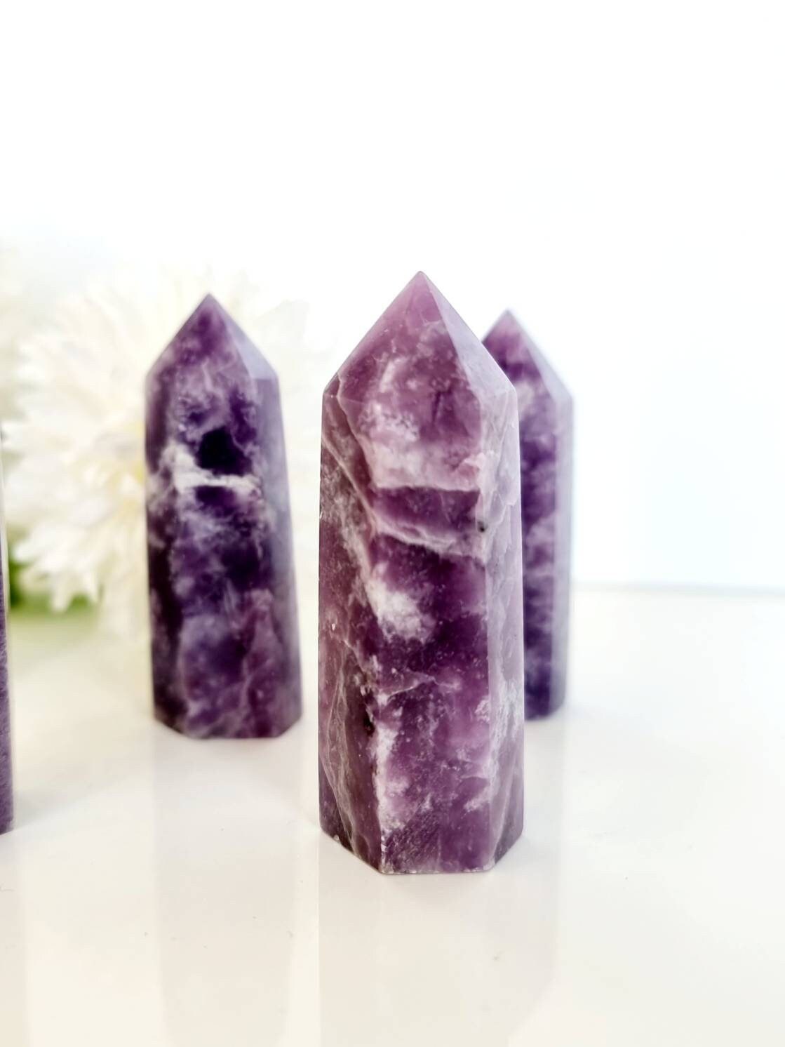 Lépidolite Pointe Polie, Cristal, Minéraux, Pierre Naturelle, Lithothérapie, de Soin