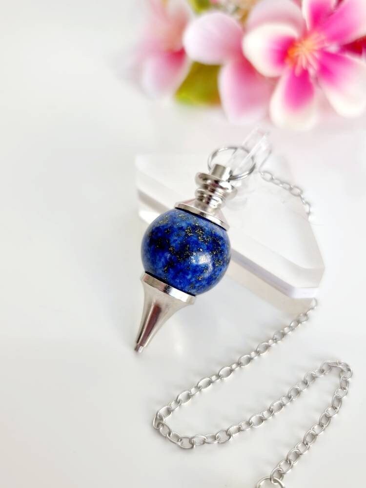 Pendule de Lapis Lazuli, Pendule Pierre Naturelle, Cristal, Radiesthésie, Reiki, Chakras, Lithothéra