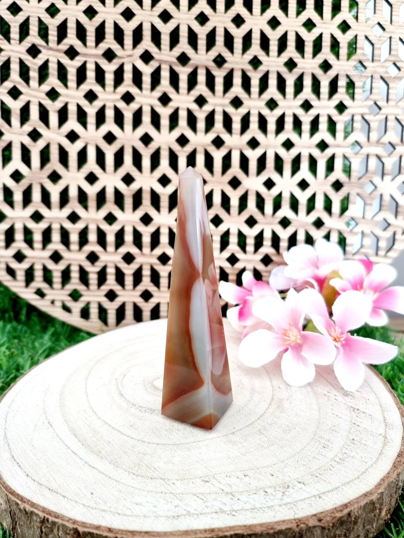 Obélisque d'agate Du Brésil, Cristal, Lithothérapie, Bien-Être, Pierre Naturelle