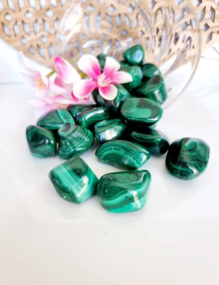 Malachite Naturelle Polie, Pierre Roulée, Malachite Du Congo