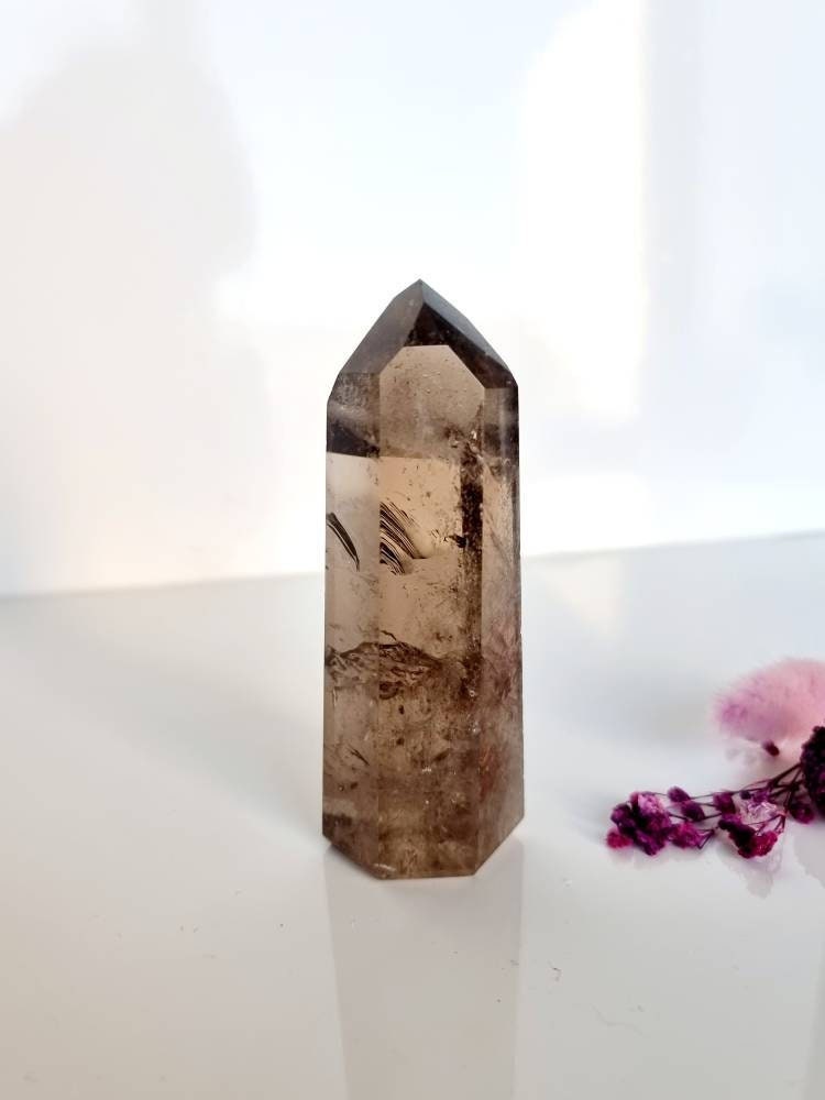 Quartz Fumé - Pointe Polie de Quartz Fumé Haute Qualité Aaa+ 0.173Kg, Tour Quartz Fumé