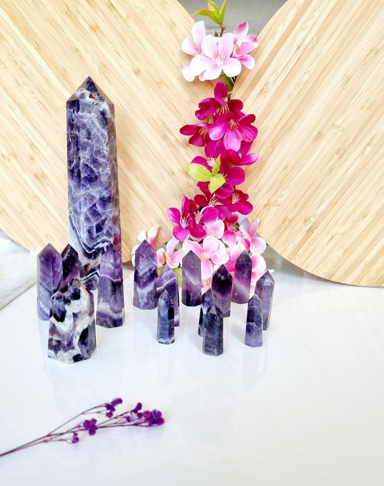 Pointe Polie d'améthyste, Tour d'améthyste Naturelle, Cristal