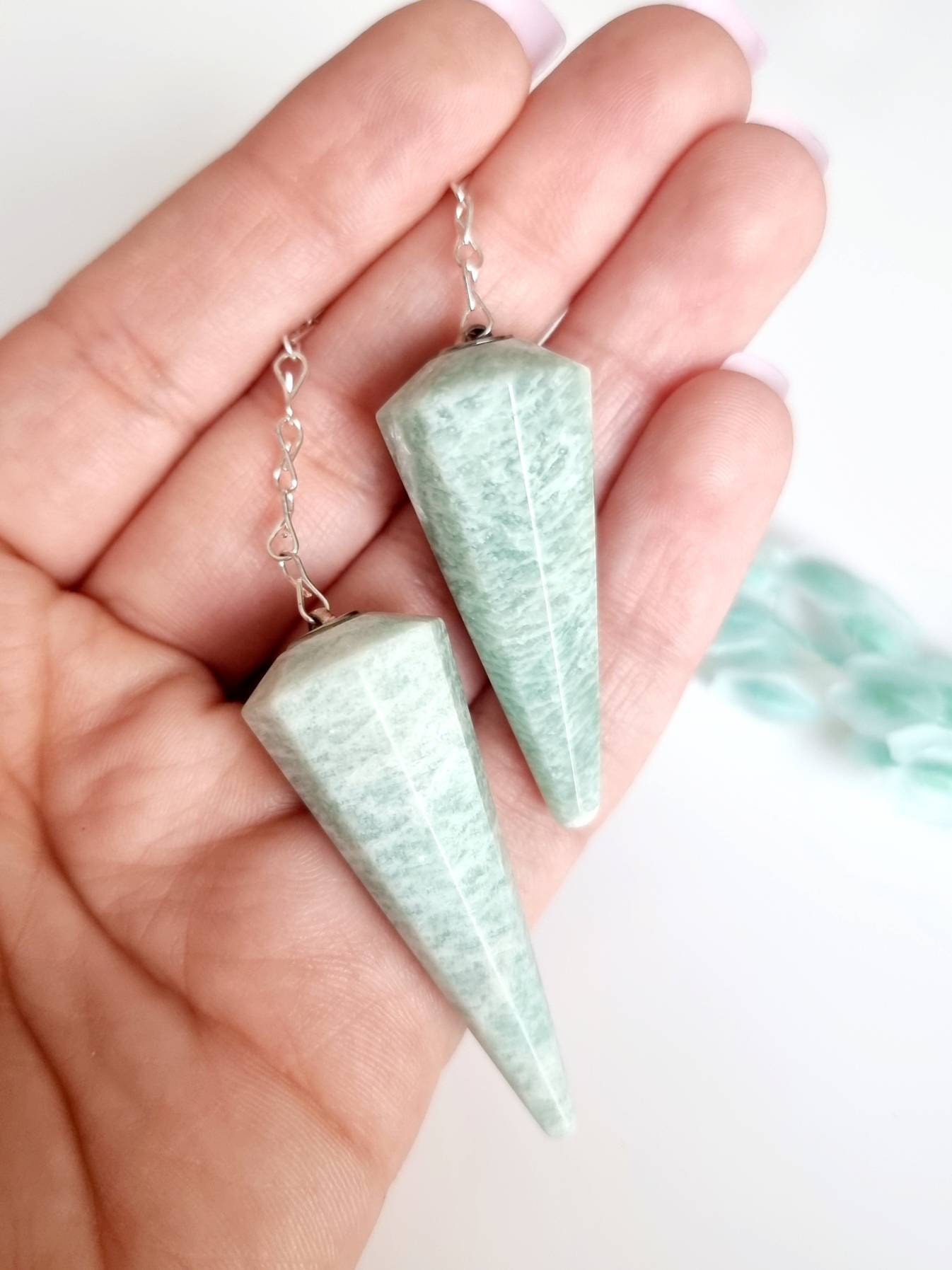 Pendule d'amazonite, Radiesthésie, Pendule de Pierre Naturelle, Cristal, Radiesthésie