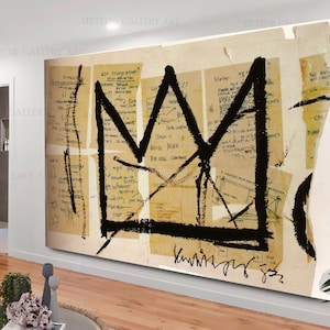 Jean Michel Basquiat's Crown Modern Unique Painting Abstract Canvas Wall Art, Basquiat Canvas print, Street art, Home/Office Room Decor Gift