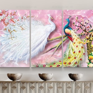 Buy Peacock Wall Art Peacock Canvas Painting Two Beautiful