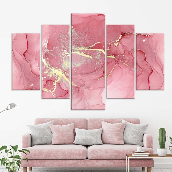 Pink Gold Wall Art Etsy