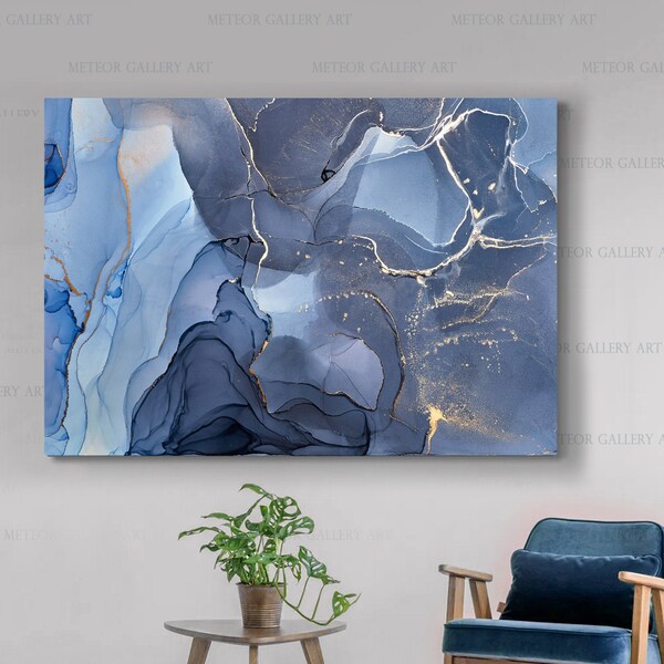 Blue and Yellow Wall Art - Etsy