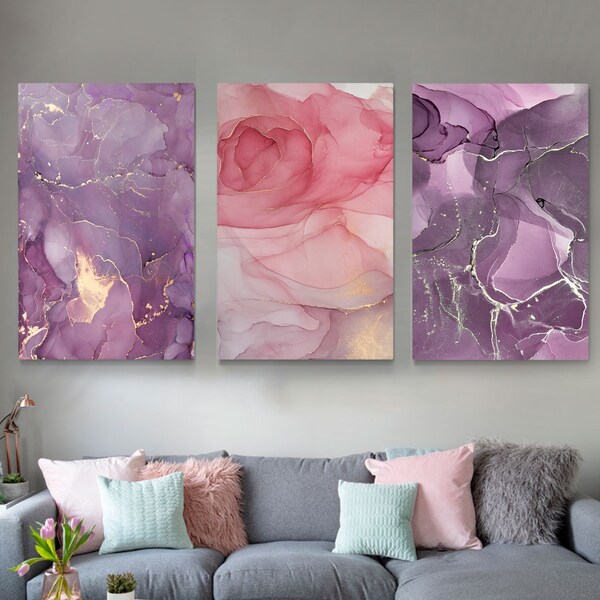 Purple Rose Wall Art Etsy