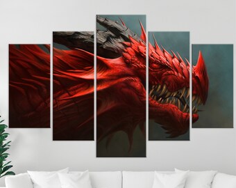 Fiery Giant Red Dragon Walking Through Hot Lava Framed Canvas Wall Art Picture Poster Print Home Decoration Living Dining Room Fiery Giant Red Dragon Walking Through Hot Lava Framed Canvas Wall Art Picture Poster Print Home Decoration Living Dining Room