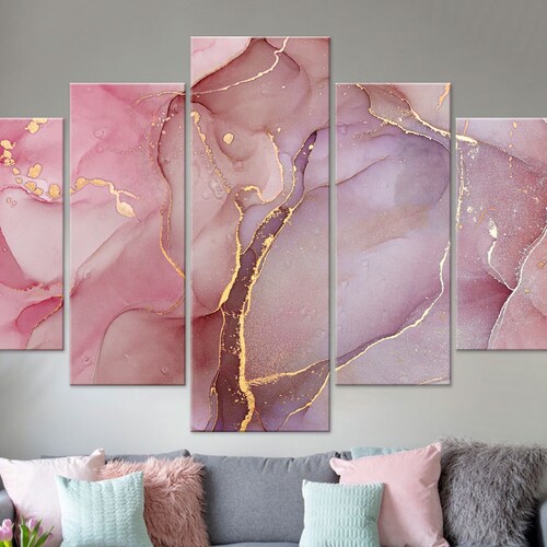 Abstract Wall Art Pink Print Flower Wall Art Living Room - Etsy