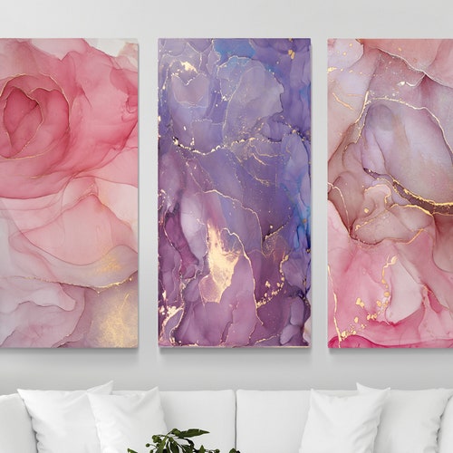 Abstract Wall Art Pink Print Flower Wall Art Living Room Etsy