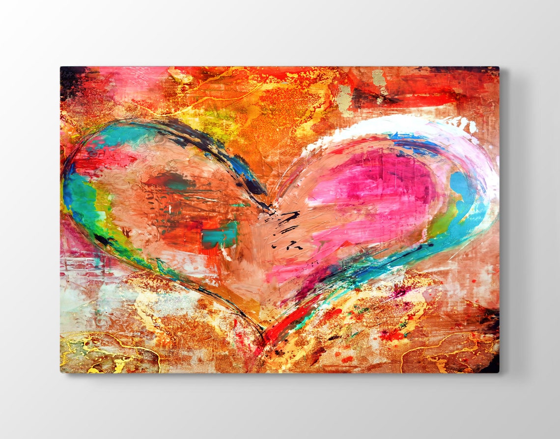 Love wall art Heart Print on canvas Heart Love Print Etsy