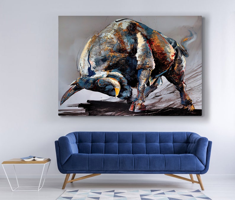 Bull Decor Wall Art Animal Wall Art Canvas Print Etsy