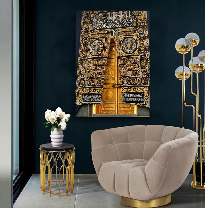 Kaaba Wall Art Islamic Canvas Art Door of Kaaba Mecca Canvas Etsy
