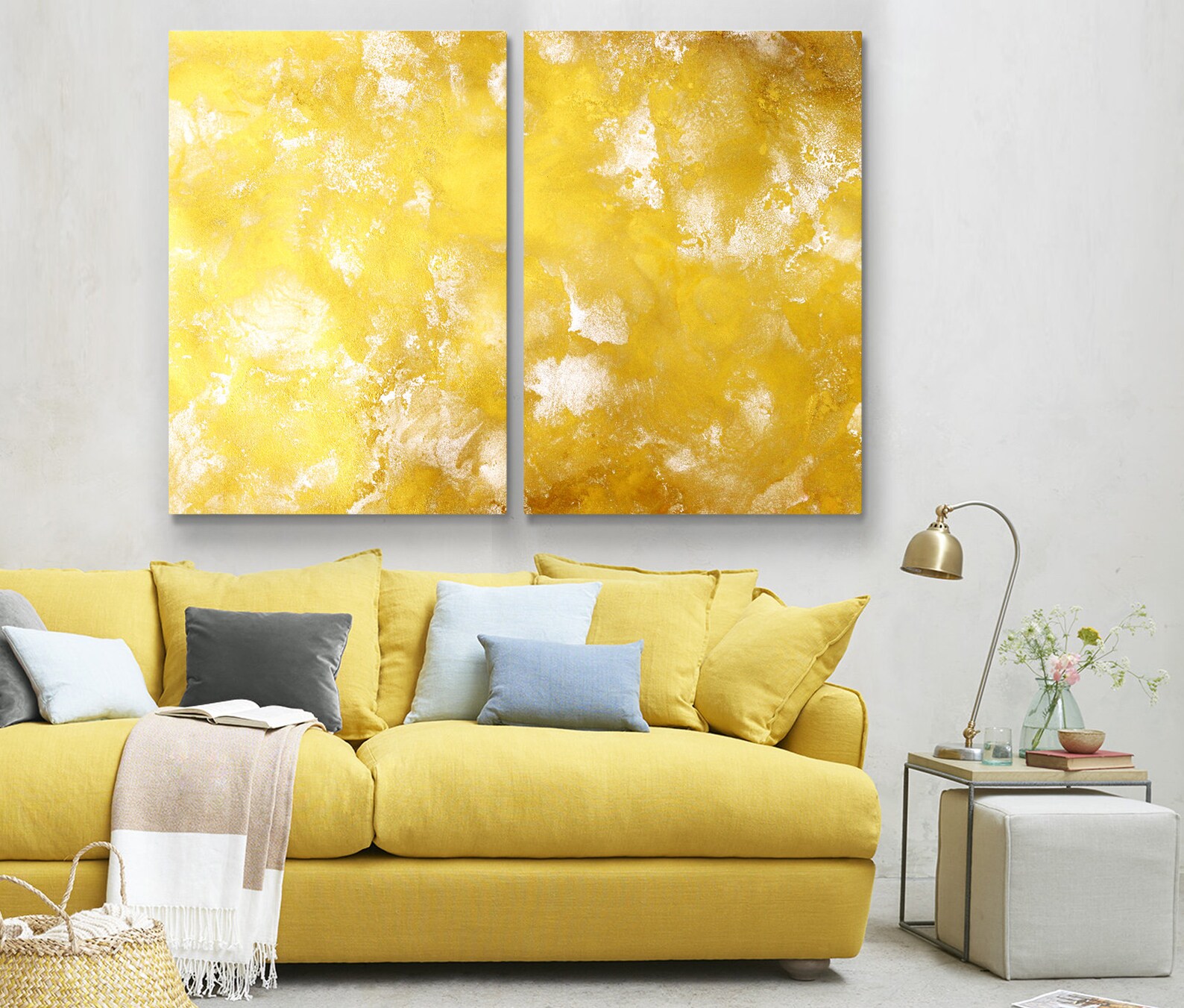Yellow Abstract Wall Art Canvas Print Yellow Print Abstract Etsy