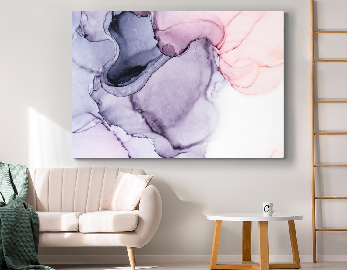 Purple and Pink Wall art Abstract Canvas Print Living Room | Etsy