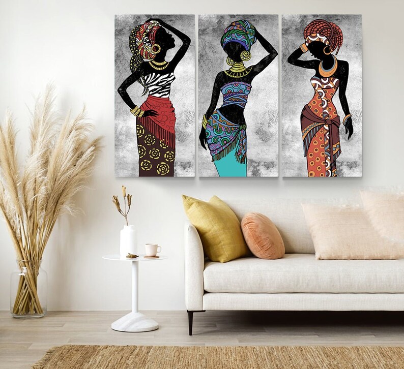 African Wall art Set of 3 Print Ladies Black woman art Etsy