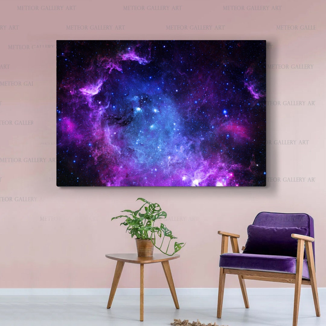 Galaxy Wall Art Universe Pink Blue Space Canvas Print Extra Large ...