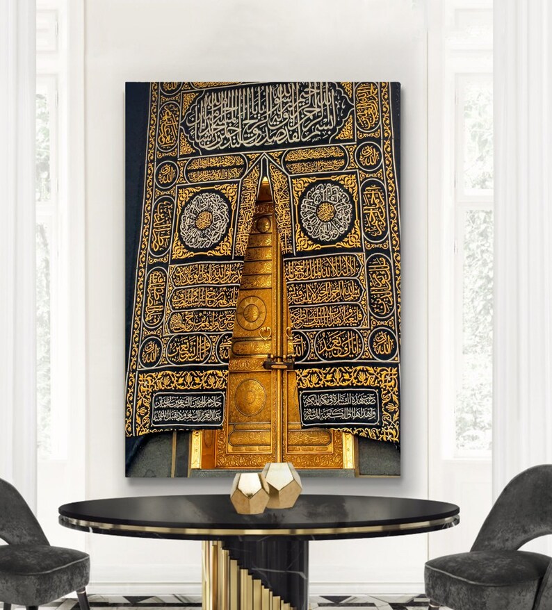 Kaaba Wall Art Islamic Canvas Art Door of Kaaba Mecca Canvas Etsy