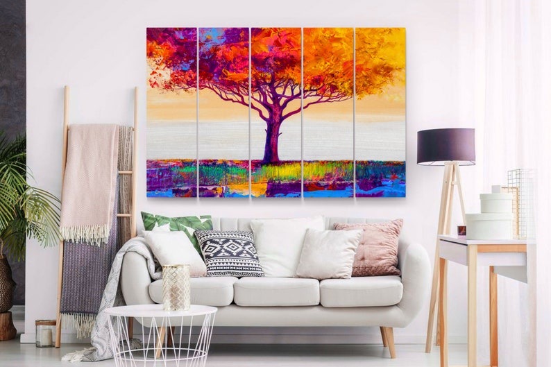 Colorful Tree Print Wall Art Nature Canvas Print Tree of Etsy